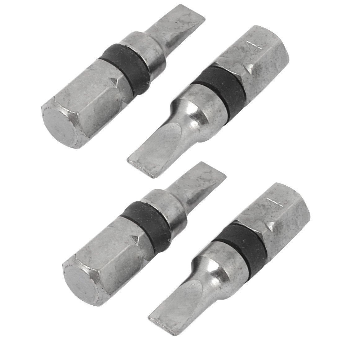 Sourcingmap 1/4" Hex Shank 25mm Length 4mm Flathead Screwdriver Bits Gray 4Pcs