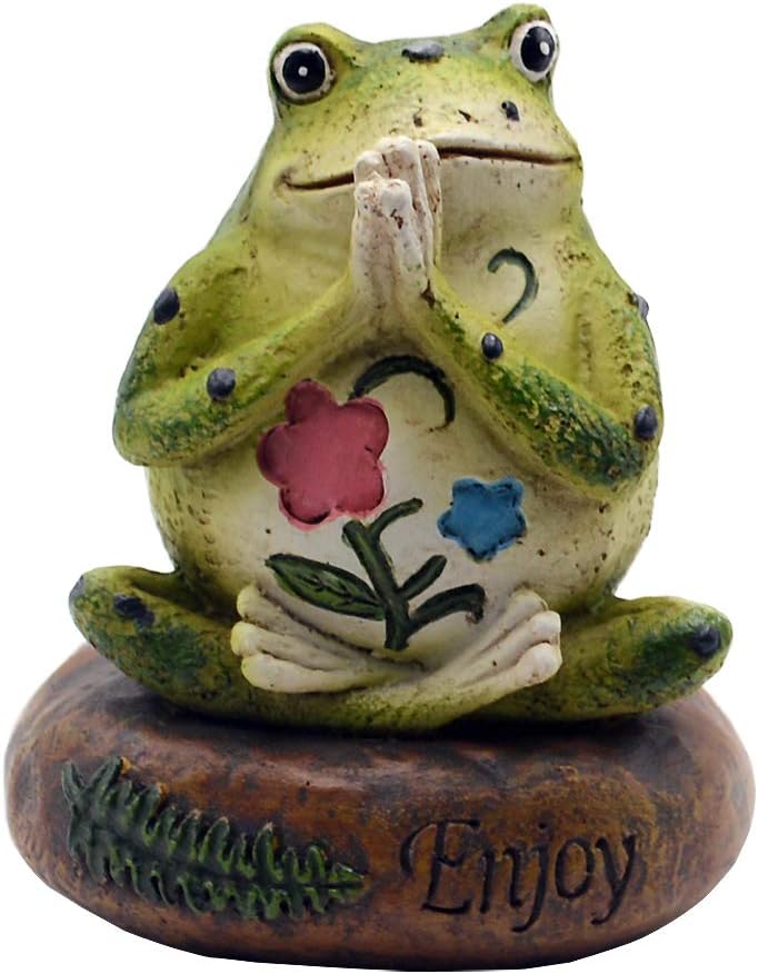 HoDrme Novelty Yoga Frog Figurine-Frog Sitting On Enjoy Stone Sculptures Office Outdoor Decor Garden Statue: Home & Kitchen