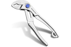 WORKPRO 4" Water Pump Pliers, Mini Groove Joint Pliers, Tongue & Groove Pliers, Fast Adjustable Push-Lock, V-Jaw for Strong G