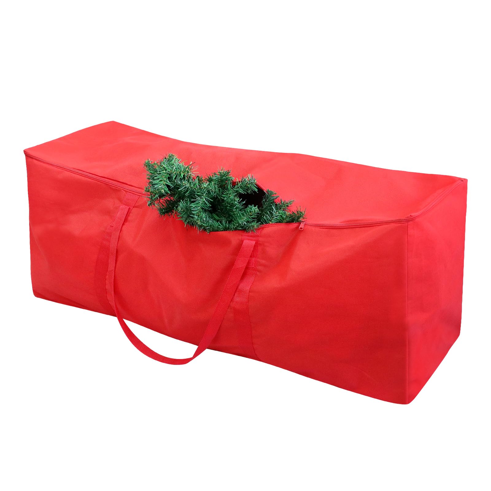 Christmas Tree Storage Bag - Fits 7FT Tall Christmas Trees - Xmas Tree Bag Waterproof with Reinforced Handles & Zippers 121x37x51cm (Red)