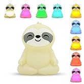 Richaa Sloth Night Light with Color Change - Warm Light Touch Control Bedside Lamp, Squishy Soft Silicone Calming Nightlight, Nursery, Gift Idea