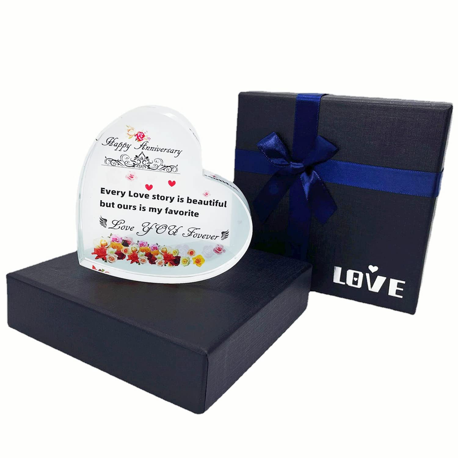 Anniversary Wedding Gifts for Women Laser Crystal Glass Heart Romantic Gift for Her Wife Couple Friends Parents — image 1