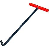 Heavy Duty 18''(45cm) Long Manhole Hook T Hook Shape Lifting Reaching for Lifting Pulling Moving Manhole Covers, Storm Drains, Septic Tank Lids Door Flat Head HOOK-FLAT-45