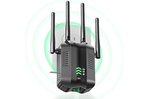 WiFi Extender Booster, 1200Mbps WiFi Booster, 4 Antennas WiFi Extender 5GHz & 2.4GHz Dual Band WiFi Repeater for Home, Ethern