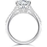 ZHOANLE Moissanite Engagement Rings for Women Wedding Band D Color VVS1 Round Cut 925 Sterling Silver 18K White Gold Plated Promise Ring