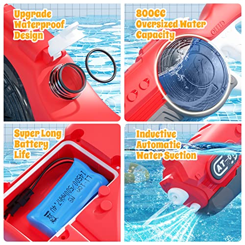 Electric Water Gun, Squirt Guns with 800cc Super Large Capacity, Full Auto Water Pistol, Water Blaster Up to 32ft Range, Waterproof Water Guns for Summer Outdoor Parties Or Pool Beach Shooting Games