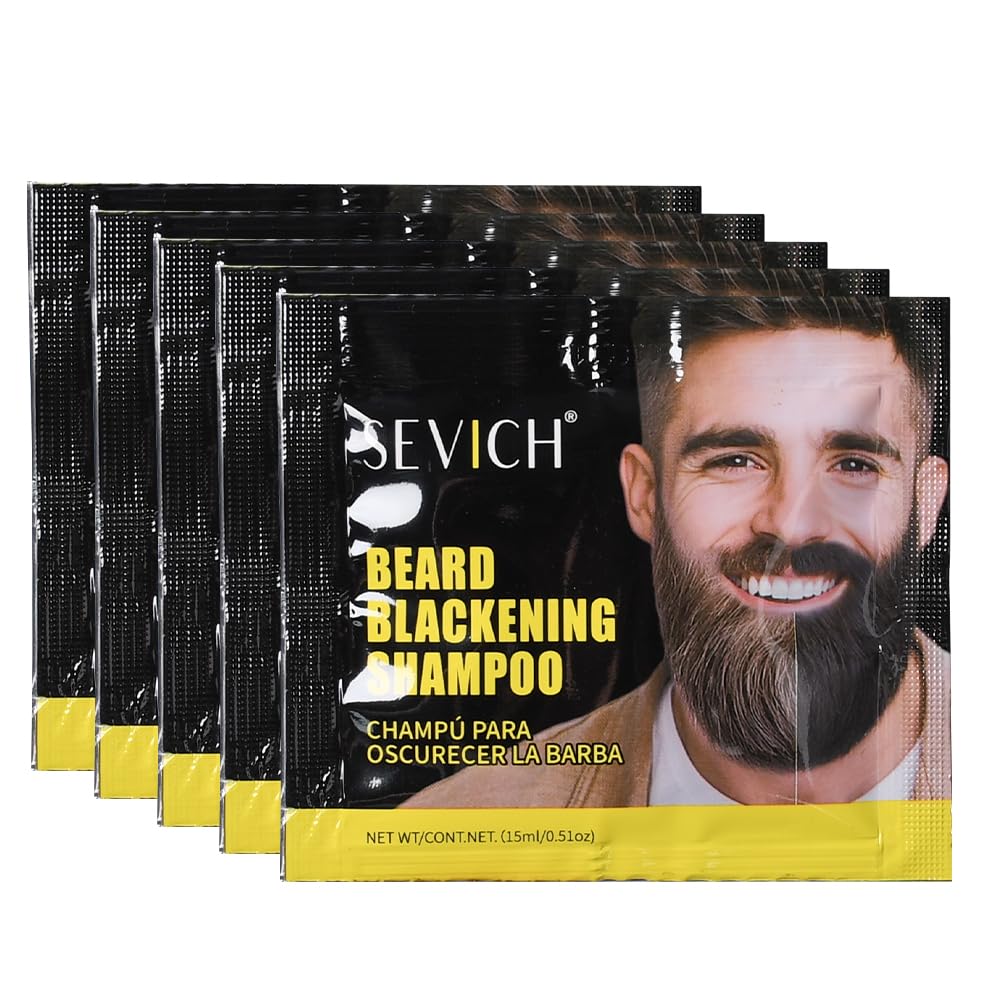 5 Pcs Beard Shampoo & Dye - Blackening Dye (Natural Black) in 5 Minutes (75ML)