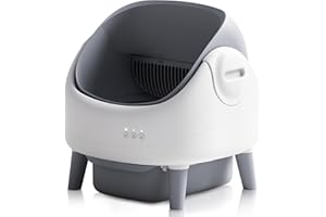 ZEACOTIO Self Cleaning Litter Box, Automatic Cat Litter Box with Open-Top Design, APP Control, Dual Safety Sensors, Suitable for Multi-cat Households, 1 Roll Trash Bags, White-Grey