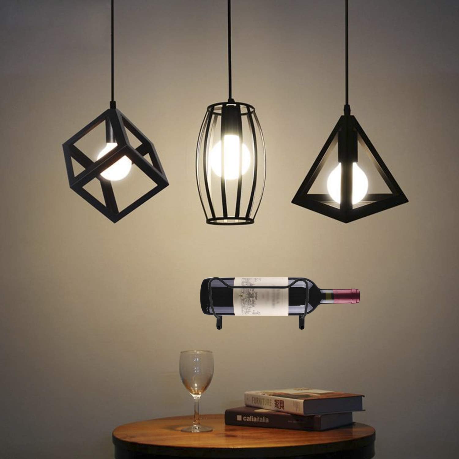 Set Di 6 Portabottiglie Da Parete In Metallo - Espositori Per Vino Rosso, Design Minimalista, Ganci Di Diverse Lunghezze - 4