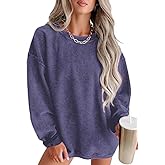Chvity Womens Crewneck Oversized Corduroy Corded Sweatshirt Casual Long Sleeve Trendy Pullover Comfy Tops