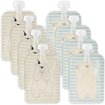 Golden Lutz® Wiederverwendbare Quetschbeutel zum selber befüllen - BPA-, PVC- und Phthalate-frei (130 ml, blau, 8er Pack)