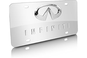 iPick Image - 3D Logo on Mirror Chrome Stainless Steel License Plate for Infiniti Dual 3D Logo
