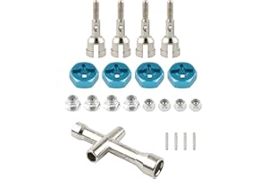 Rchobbytop 7mm to 12mm Wheel Drive Hex Convert Adapters & Axle Shaft & Lock Nuts & Wrench for 1/18 WLtoys A949 A959 A969 A979 K929 RC Cars Upgrade to 1/10 Wheel, Set of 4