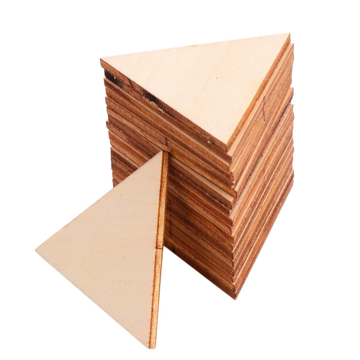 Healifty Wooden Triangle Slices 1.97 Inch Unfinished Pendant Pieces 60Pcs Smooth Craft Shapes for DIY Painting Writing Home Decoration Kids Art Projects