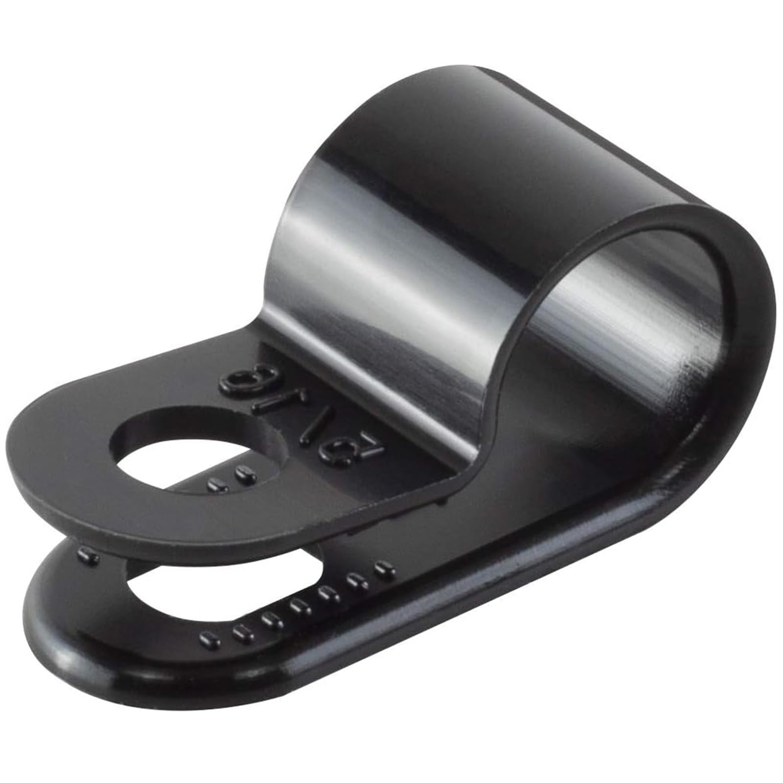 100 Pack of Black Nylon P-Clips, 7.9mm (5/16”) Diameter, Plastic Cable Clips