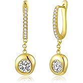 ToHeart Gold Rectangle Dangle Earrings for Womens Cubic Zirconia Earrings Gold Plated Hoop Earrings Hypoallergenic Jewelry Gifts