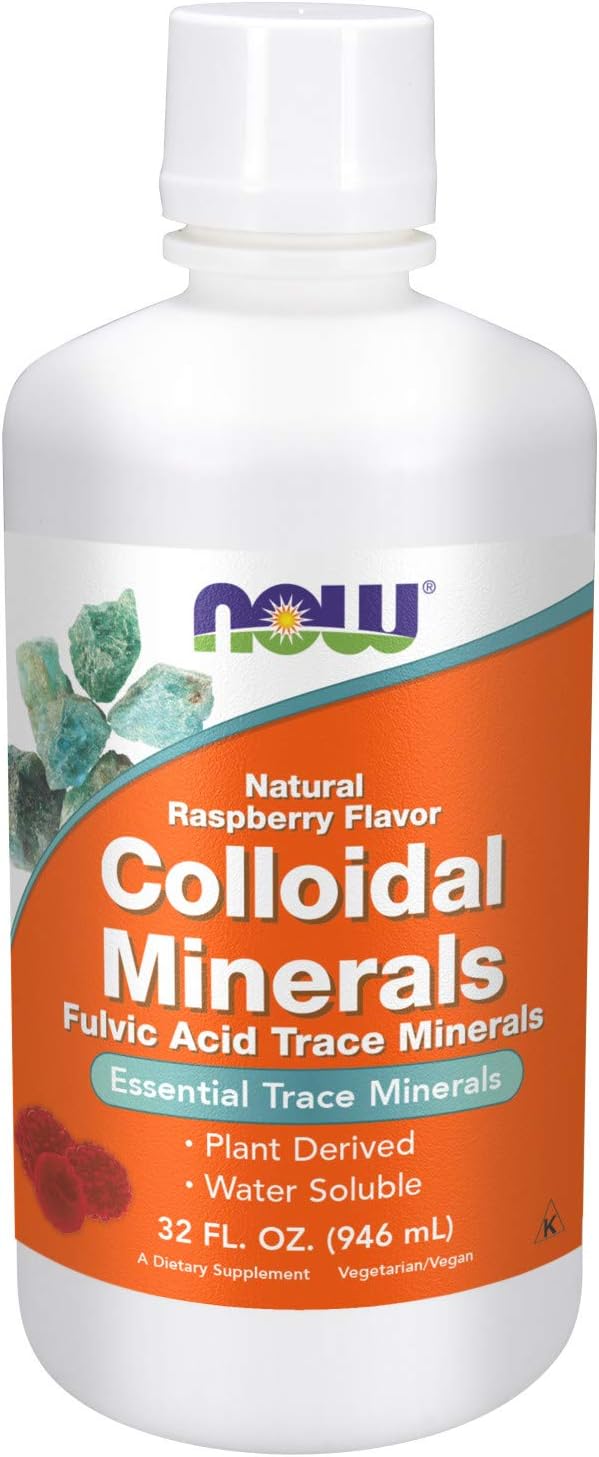 NOW Supplements, Colloidal Minerals Liquid, Plant Derived, Rasberry, 32-Ounce: Health & Personal Care