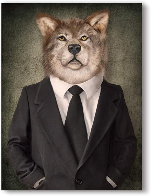 Amazon Com Mon Animal Portrait Series Wolf In Suit Photo Print On