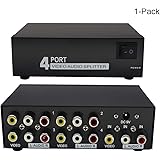 QiCheng&LYS 1 in 4 Out 3 RCA AV Audio Video Splitter for Cable Box DVD DVR Analog TV 1x4 Port Splitter Composite 3 RCA Av Vid