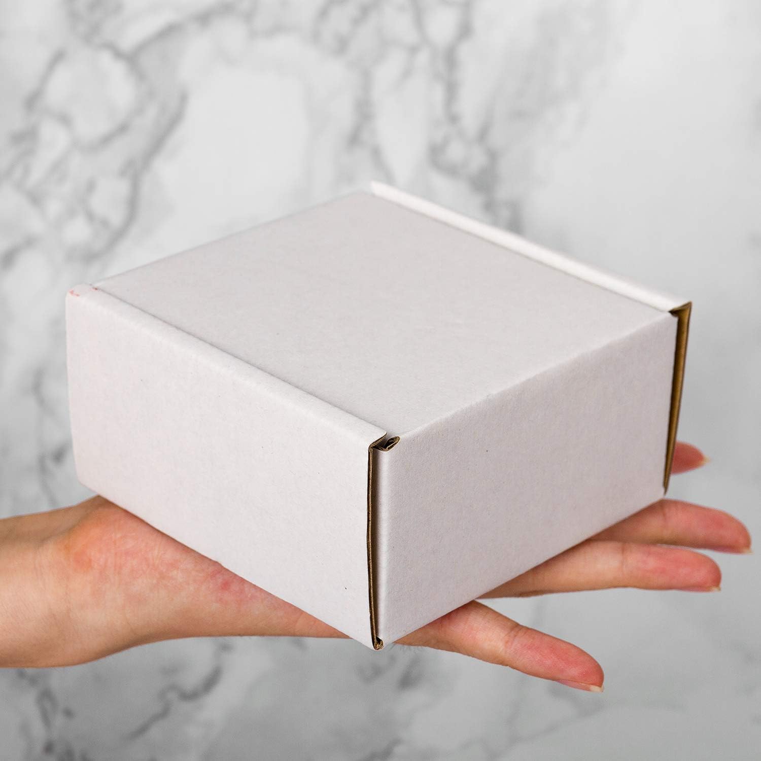 RUSPEPA Recyclable Corrugated Box Mailers - Cardboard Box Perfect for Shipping Small - 4" x 4" x 2" - 50 Pack - Oyster White : Office Products