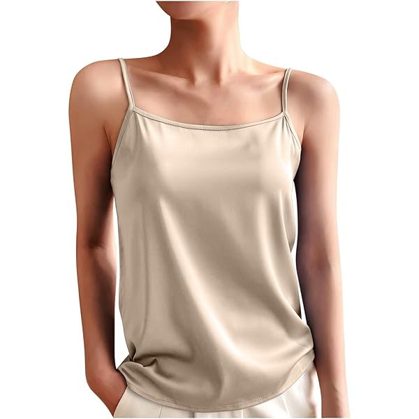 wadyob Silk Satin Tank Top for Women Sexy Spaghetti Strap