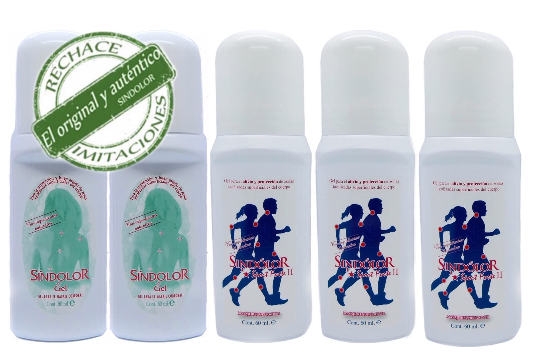 2 Sindolor & 3 Sindolor Plus Extra Strength in Roll-on Immediate Effect 5 x 60ml Saving Unit Pack