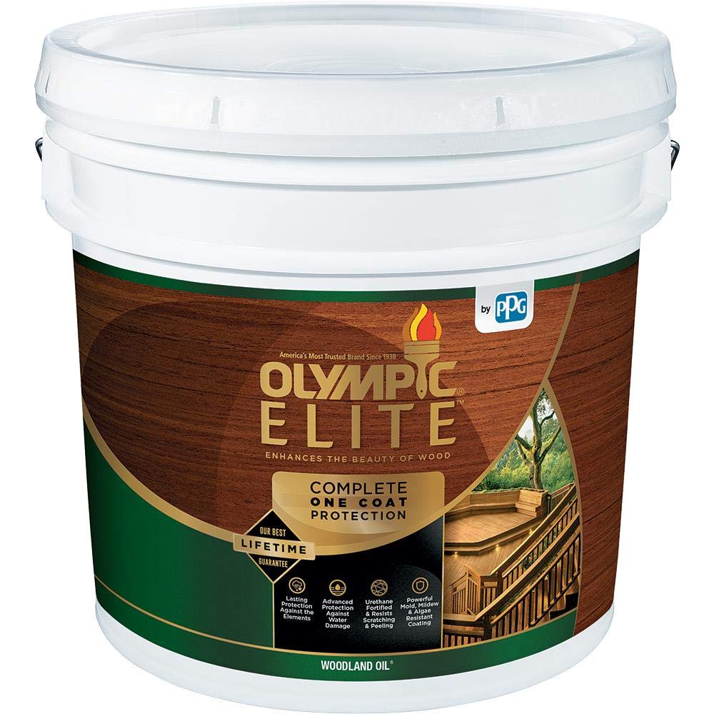 Olympic Stain 801143 Elite Woodland Oil Stain, 3 Gallons, Kona Brown