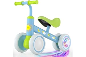 Lilian&Gema Baby Balance Bike Toys for 1+ Year Old Boys Gifts, Colorful Lighting No Pedal Toddler Bike, 12-24 Month Kids First Ride on Toy with 4 Silence Wheels, One Year Old Boy Birthday Gift