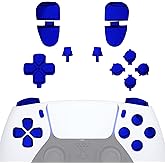 eXtremeRate Replacement D-pad R1 L1 R2 L2 Triggers Share Options Face Buttons, Chrome Blue Full Set Buttons Compatible with ps5 Controller BDM-030 BDM-040 BDM-050 BDM-060 - Controller NOT Included