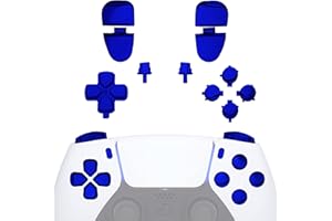 eXtremeRate Replacement D-pad R1 L1 R2 L2 Triggers Share Options Face Buttons, Chrome Blue Full Set Buttons Compatible with p