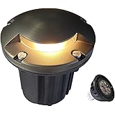 MALORY Low Voltage Landscape Well Lights,（5‘’H 12V Brass Top Cover Outdoor In Ground Lights,Landscape Lighting for Pathway, D