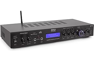 Pyle Premium Amplifier-Upgraded Rack Mount Receiver, Bluetooth Home Stereo - 200 Watts into 5 Channels with Subwoofer Out, Wi