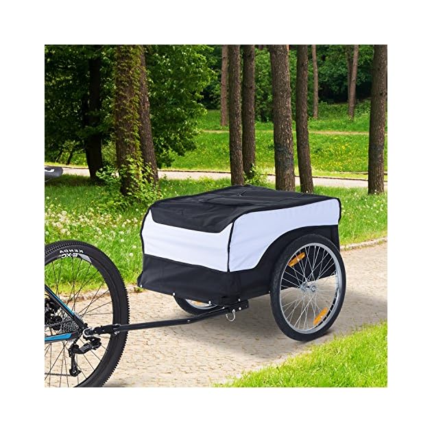 Homgoday Fahrradanhänger 137x69x59cm - Transportwagen Bis 45kg, Eisenrahmen, Schwarz-Blau