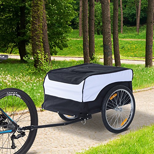 HOMCOM Transportanhänger Lastenanhänger Fahrrad Anhänge Lasten-Fahrradanhänger CargoTrailer (Weiß-Schwarz) – Bild 3