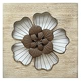 Stratton Home Decor SHD0168 Flower Wall Decor, Rustic, 14.00 W X 1.50 D X 14.00 H, Natural Wood/Espresso