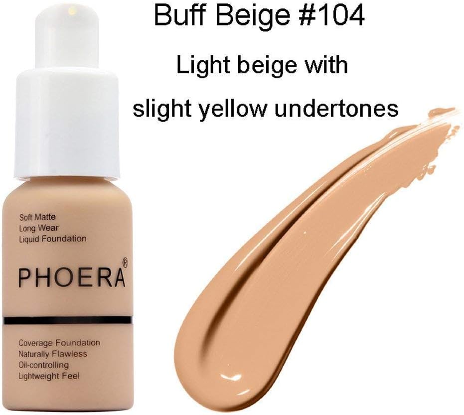 Creazy Liquid Foundation,30ml PHOERA Matte Oil Control Concealer Make up Liquid Foundation Creams,Best Gift for Friends (D)