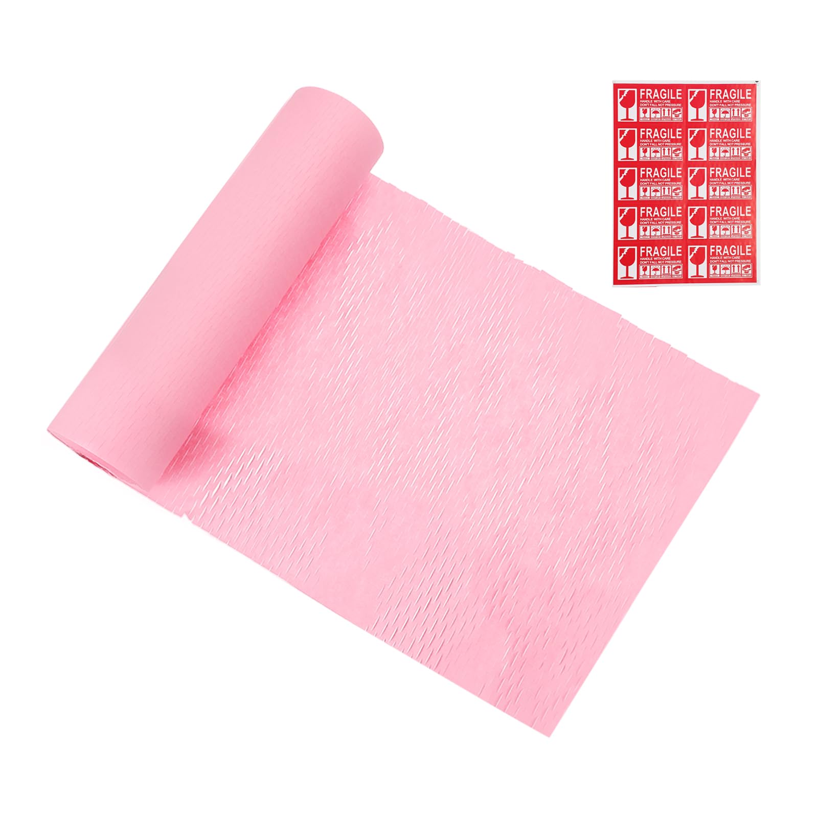 PATIKIL 12" x 131' Honeycombs Packing Paper, Packing Paper Wrap Sheets Roll with Fragile Stickers for Moving Packaging Shipping Supplies Protective, Pink