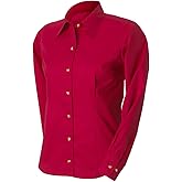 Devon & Jones Women's Long Sleeve Five-Star Performance Twill Button Down Dress Shirt D555W red Medium