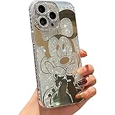 Lastma for iPhone 16 Pro Case Bling Camera Lens Protection Glitter Bling Cute Pattern Printed Design Soft Bumper Hard Back Shockproof Protective Case for Girls and Women - Sparkly Minnie