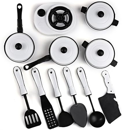 Amazon おままごとおもちゃ 台所用品おもちゃ キッチン食器 ロールプレイ玩具 11点セット 食器セット 料理人ままごと キッチンセット 調理器具 クッキングセット ホワイト 調理器具 食器 おもちゃ