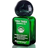 Flower Say Tea Tree Essential Oil for Skin, USDA Organic Tea Tree Oil for Hair, 100% Pure & Nature Essential Oil for Toenails, Diffuser, Aromatherapy-30ml