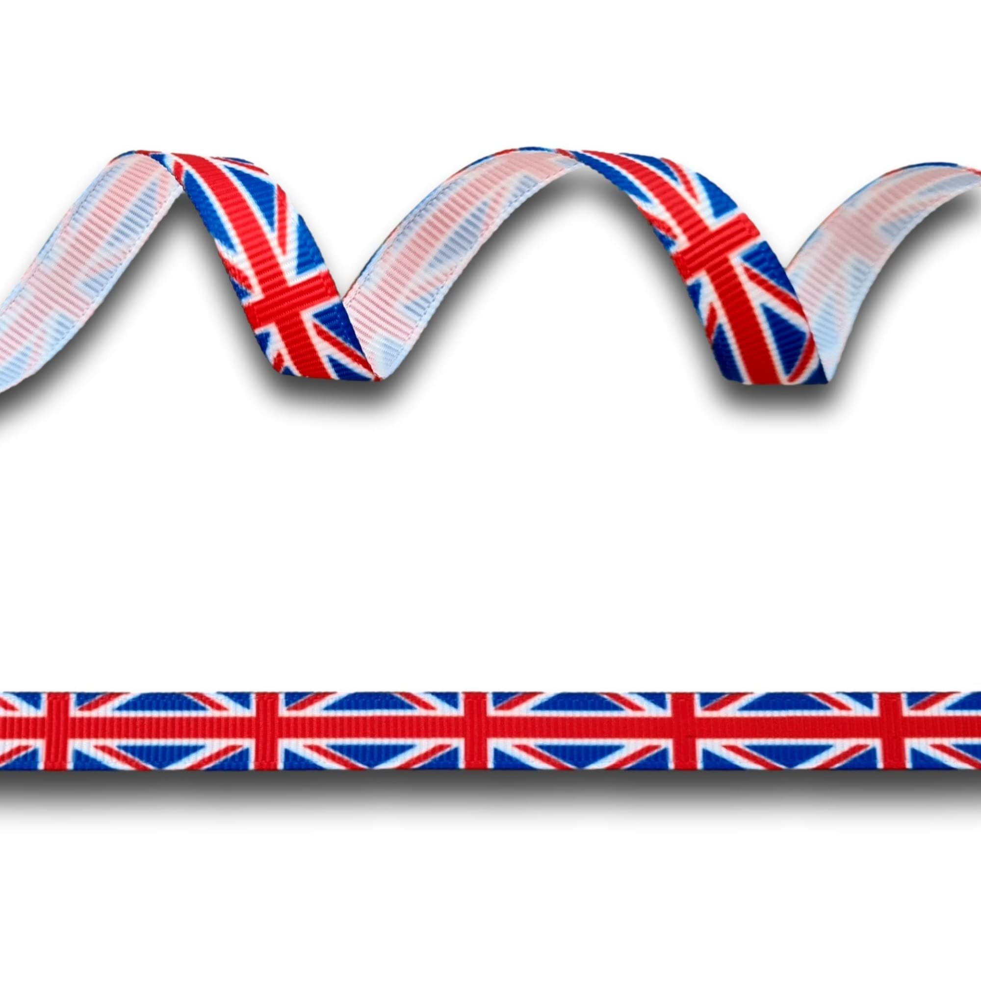 5 Yards (4.5 metres) Union Jack GB UK Flag Grosgrain Ribbon 9mm Wide, Ideal for Craft Projects, Scrapbooking, DIY Hair Bows, Present Wrapping etc.