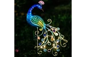 VEWOGARDEN Metal Peacock Solar Garden Lights Stakes - Waterproof Landscape Path Lights for Outdoor Patio Lawn Yard Decorations (38"*14"*2.5")Outdoor