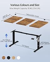 Devoko Electric Standing Desk 140x60 cm Height Adjustable Rustic Brown view 2