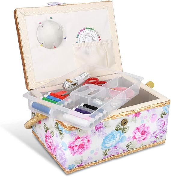 Navaris Sewing Box with Accessories Sew Basket with