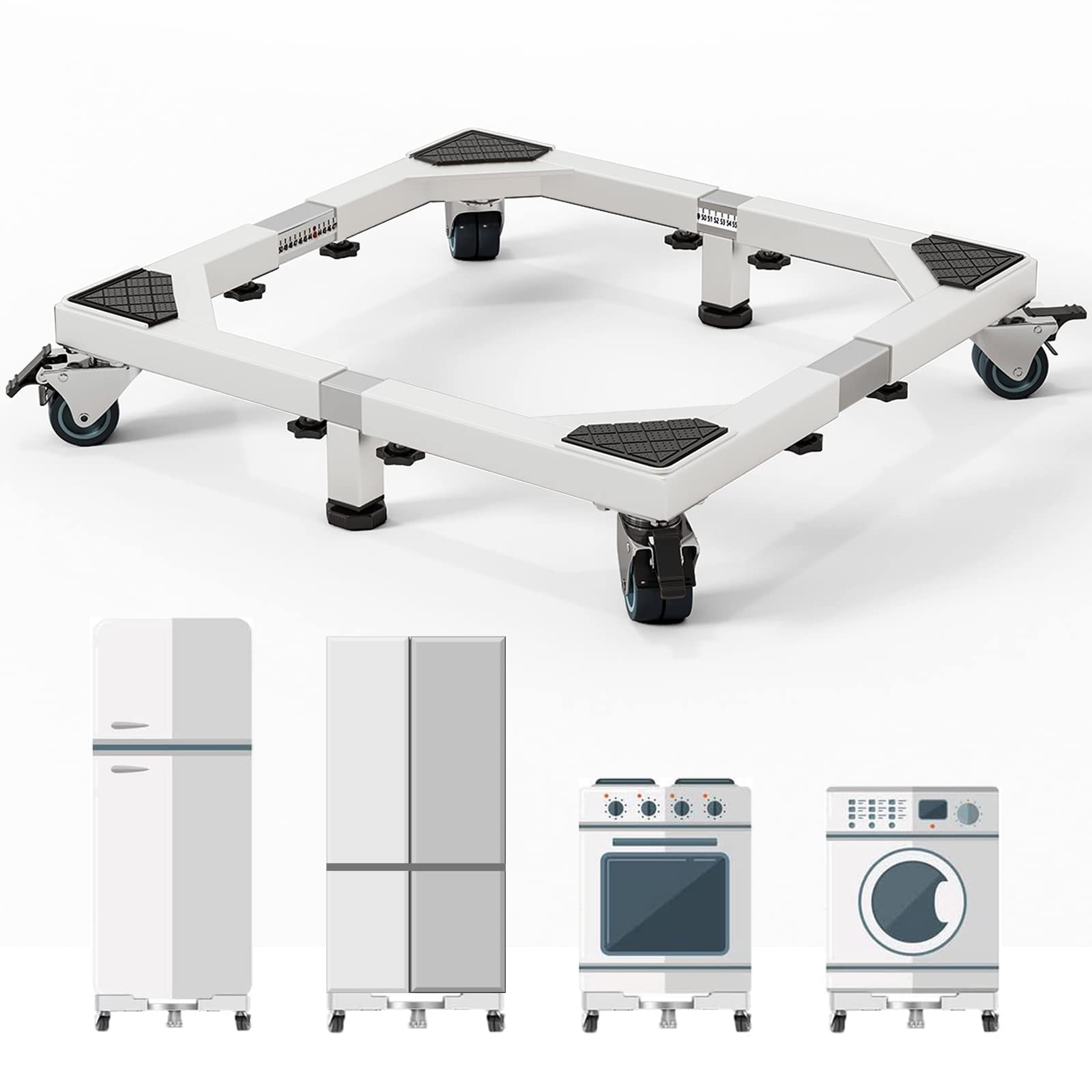 Photo 1 of ***SIMILAR ITEM*** Heavy Duty All Stainless Steel Mobile Fridge Stand Base, Washing Machine Stand with Wheels, Adjustable Furniture Dolly for Washer, Refrigerator and Dryer?Large)