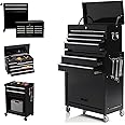 DYneeds 8-Drawer High Capacity Rolling Tool Box, Removable Cabinet Storage Tool Chest with Wheels and Drawers, Detachable Toolbox with Lock for Mechanics Garage Workshop and Tool Room (Black)