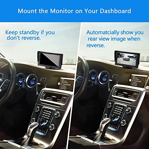 ATian 4.3 Inches Car Monitor TFT LCD Color Display Car Rear View Monitor Screen with 2 AV Input for Car Rear View Cameras, with Dash Mounting Stand and 3M Sticker, Fit for Almost All The Vehicles