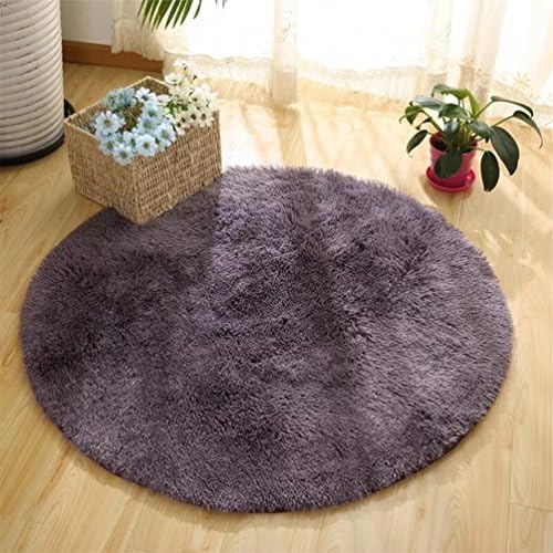 moonrug Super Soft Nursery Rug Anti-Skid Fluffy Round Children Area Rug for Bedroom Kids Room Woman Yoga Mat, 4 Feet, Gray Purple