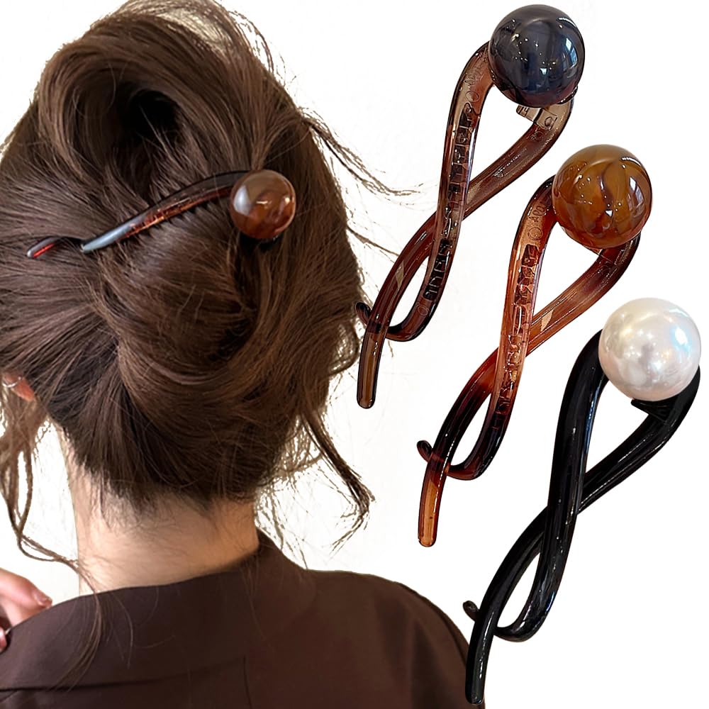 Photo 1 of Elegant Pearl French Hair Barret French Twist Hairstyling Accessory for Women & Girls - Non-slip Hair Pin & Claw Clip with Double-claw Claw Design